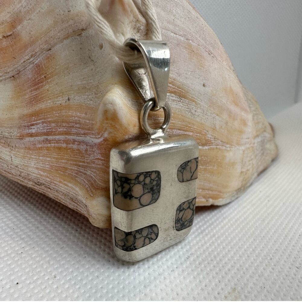Vintage Sterling Silver 925 Mexican Pendant 1" Boho Western Art to Wear Hippie - Picture 5 of 9